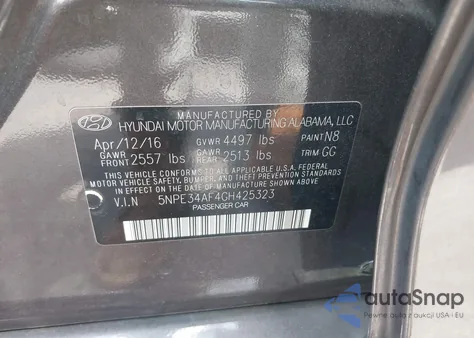 2016 Hyundai Sonata Sport from USA, damaged, VIN 5NPE34AF4GH425323